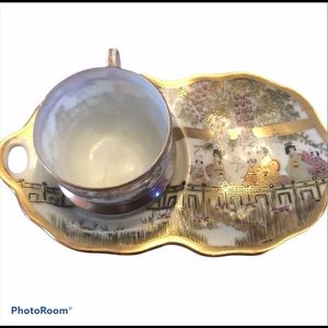 Early 20c Japanese Kutani tea plate and cup